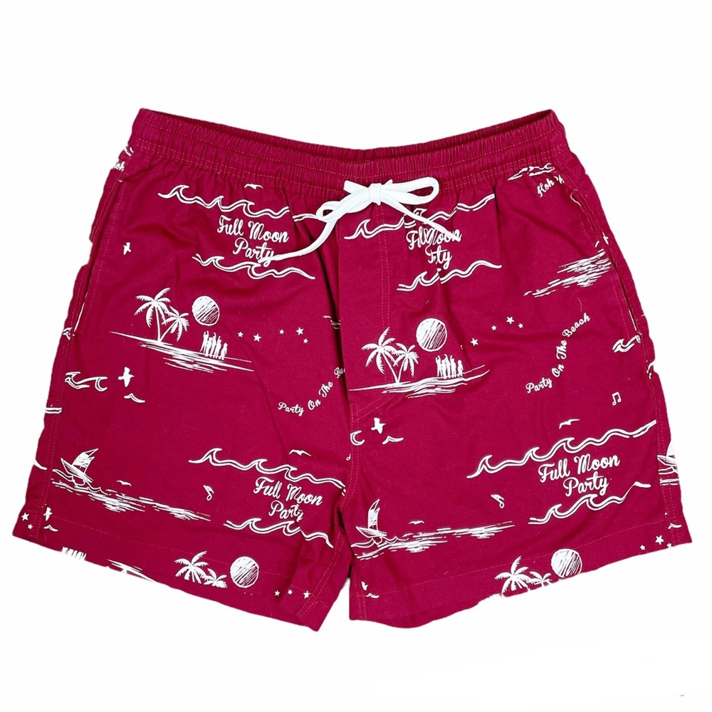 Moon In Love Red Drawstring Pull On Shorts